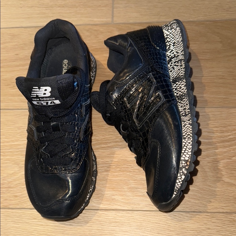 New Balance 574 Black Sneakers with Textured Sole